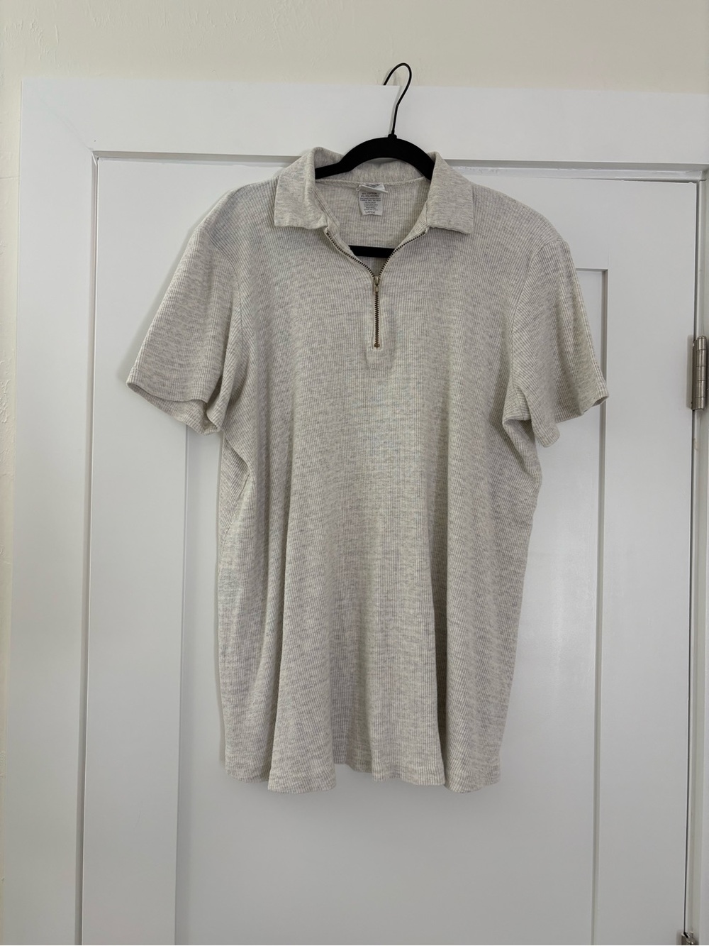 Take Nine Maternity Heathered Grey Ribbed Quarter Zip Polo Top Size Large